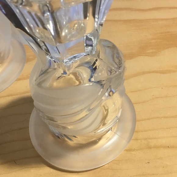 1980's Vintage Party Line Lead Crystal Frosted and Clear Swan Candle Holders - Picture 8 of 9